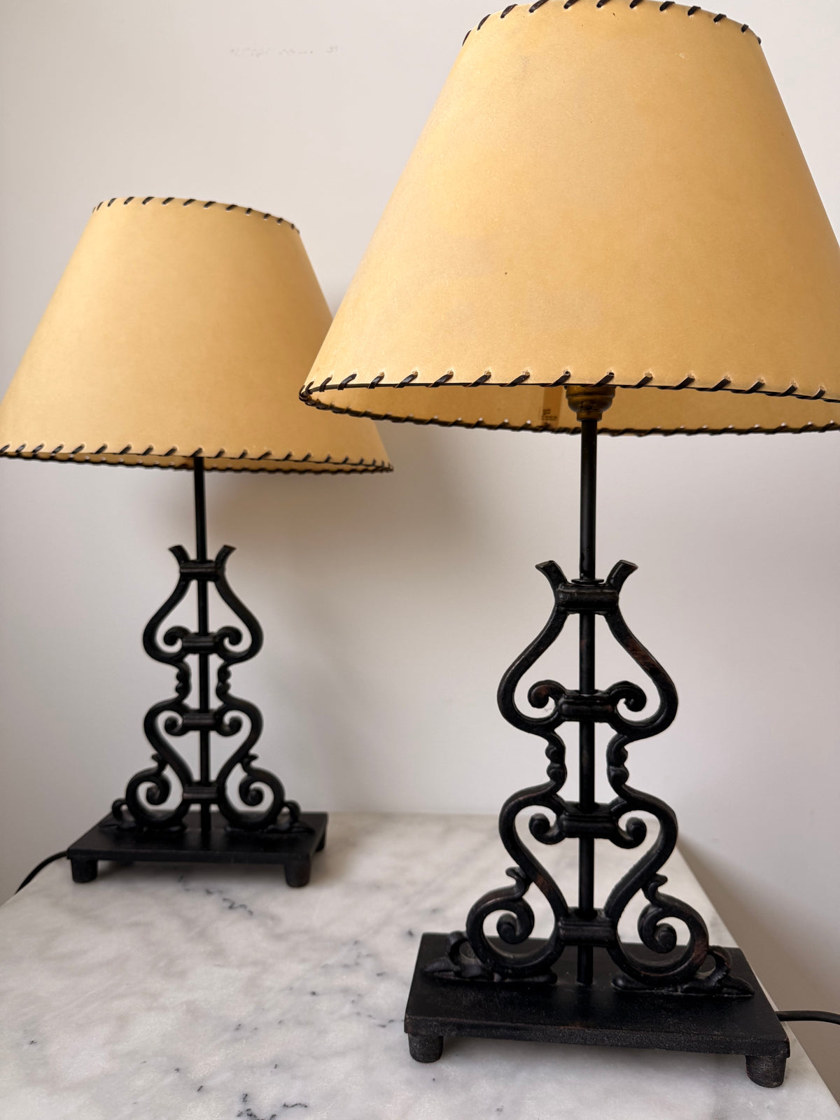 Pair of Vintage Sculptural Steel Table Lamps