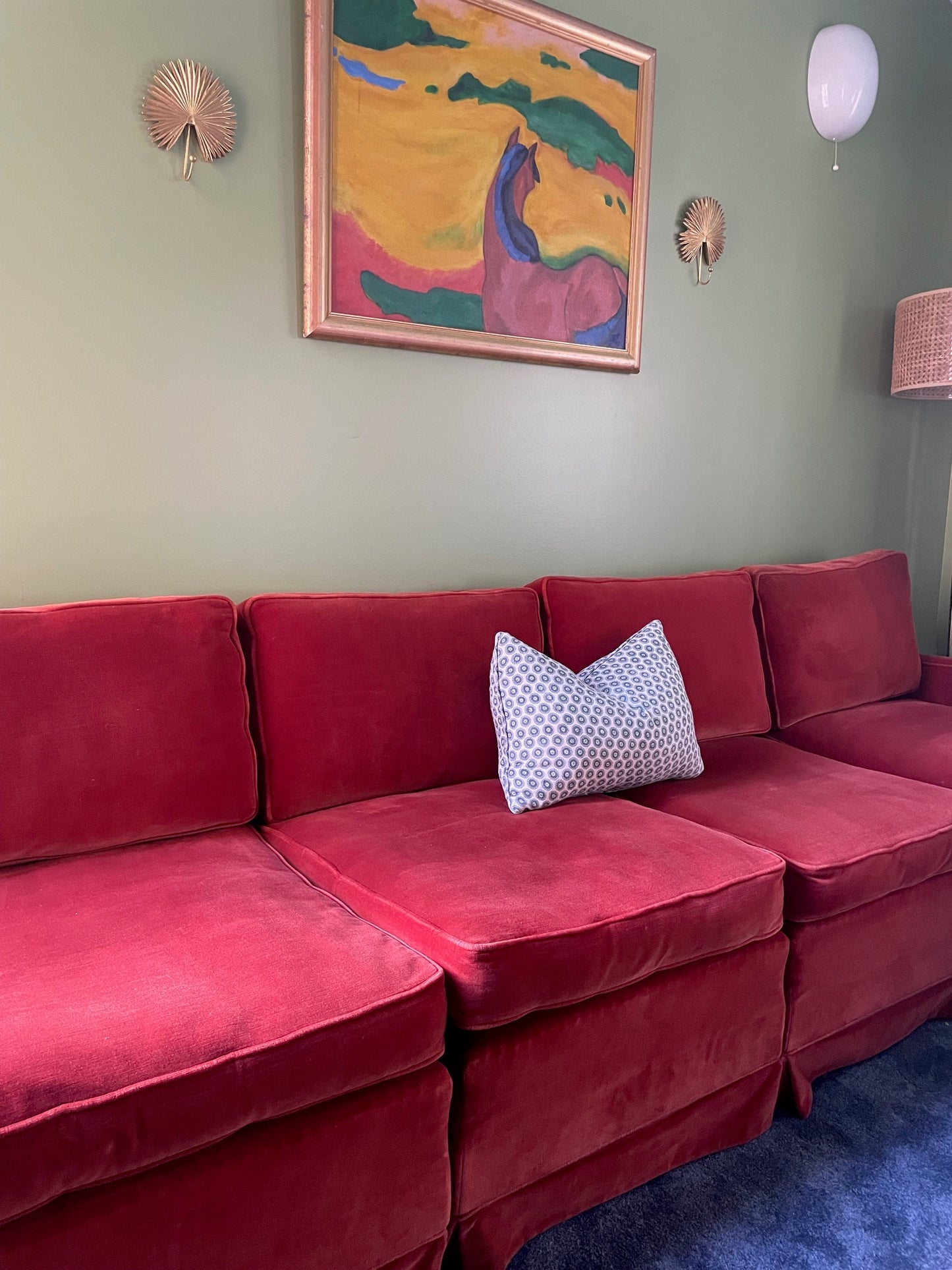 Burnt Orange Velvet Sofa