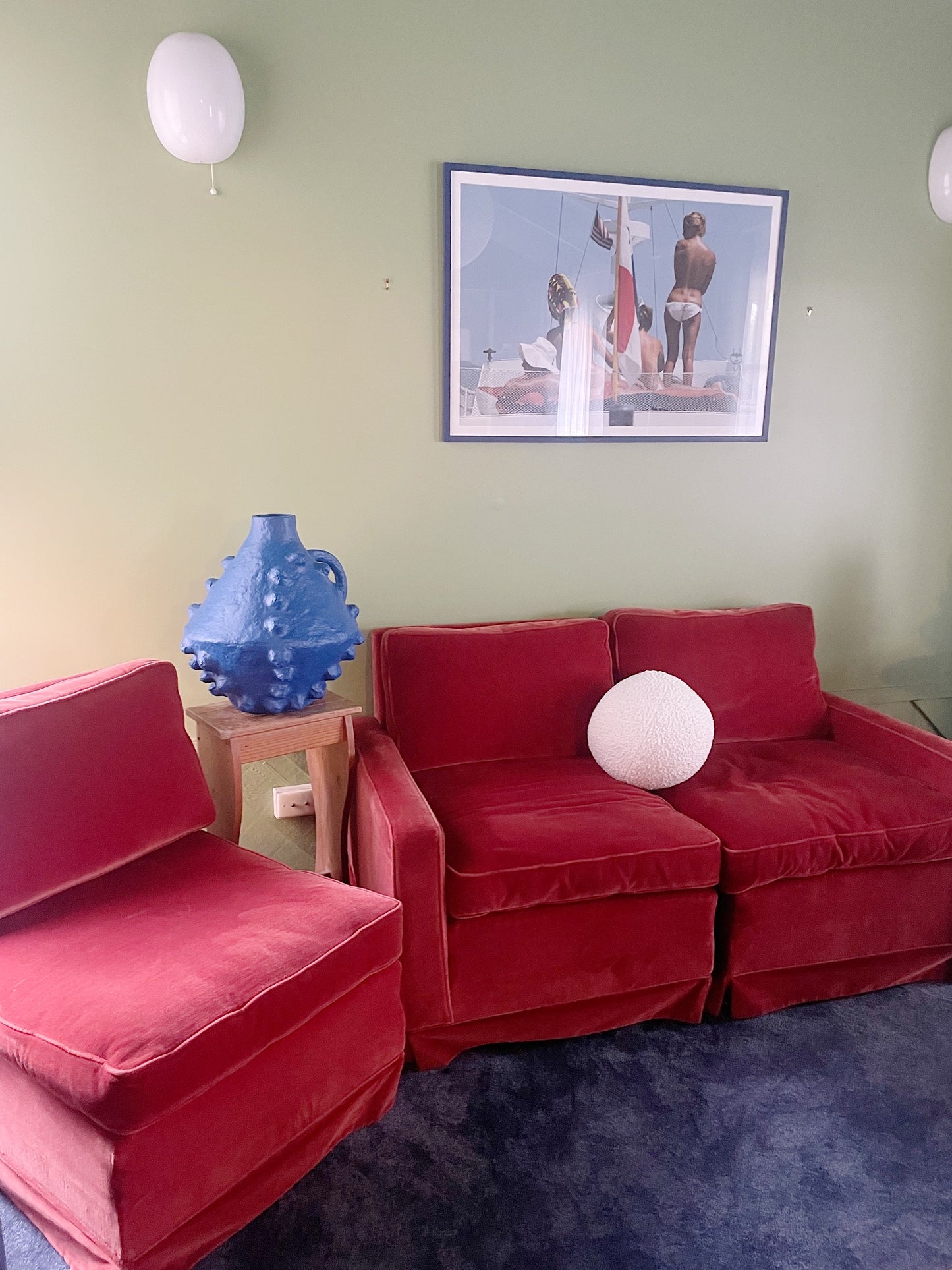 Burnt Orange Vintage Velvet Sofa