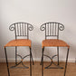 Pair of Vintage Wrought Iron Scroll Back Bar Stools