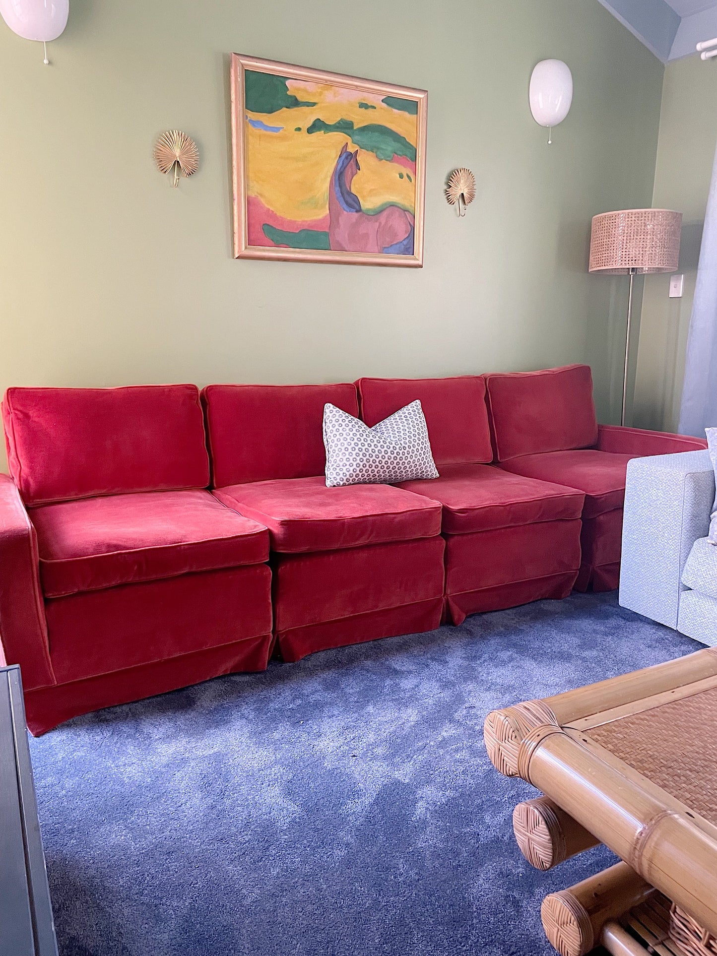 Burnt Orange Velvet Sofa