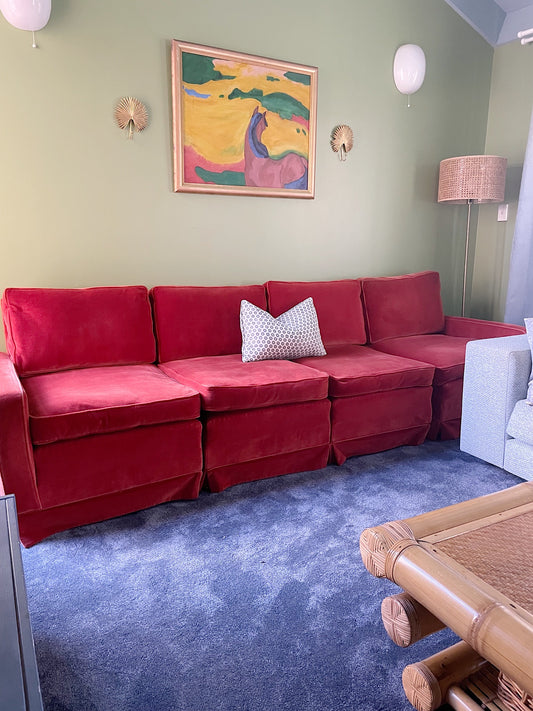 Burnt Orange Velvet Sofa