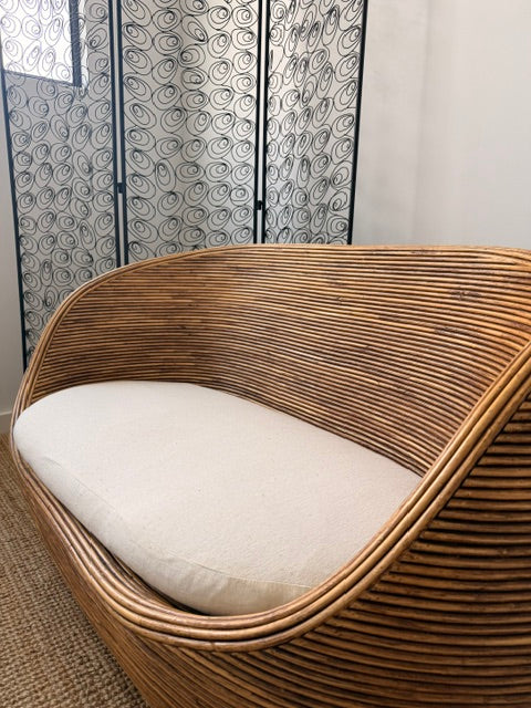 Vintage Pencil Reed Bamboo 2 Seater Lounger