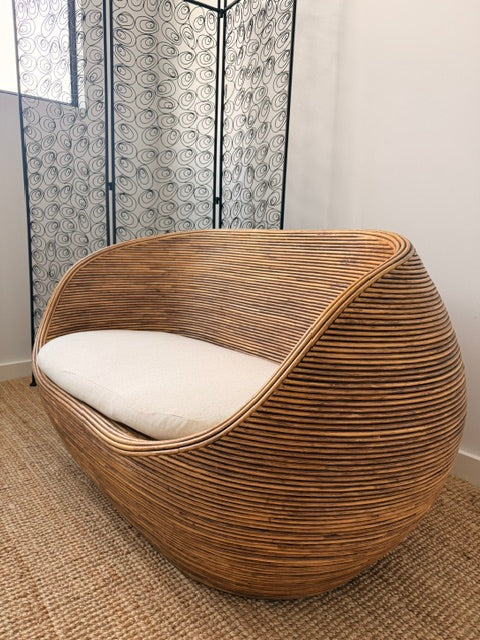 Vintage Pencil Reed Bamboo 2 Seater Lounger