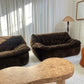 Restored Vintage Chocolate Velvet Sofa