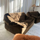 Restored Vintage Chocolate Velvet Sofa