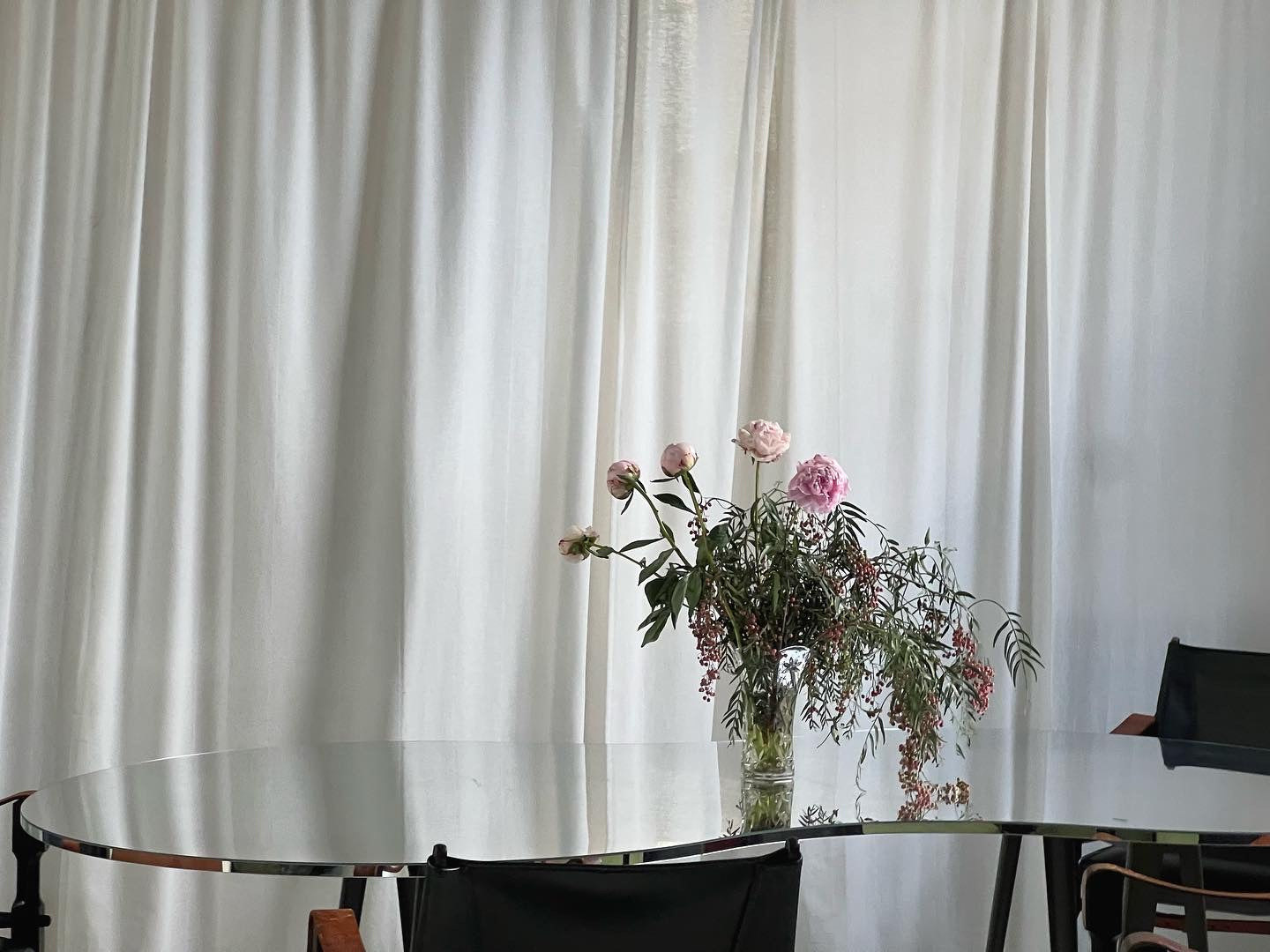 Large Custom Curved Mirrored Table