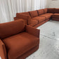 - Restored Bespoke Rust Boucle Modular Sofa and Armchair Set