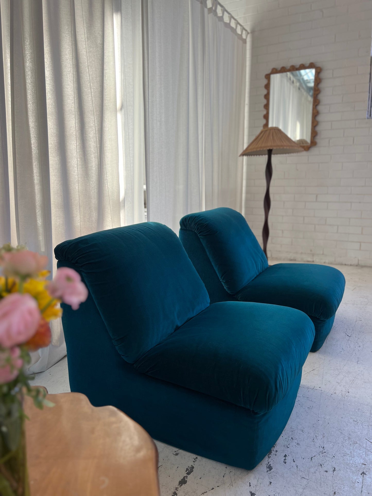Vintage Velvet Modular Chair - Two Available