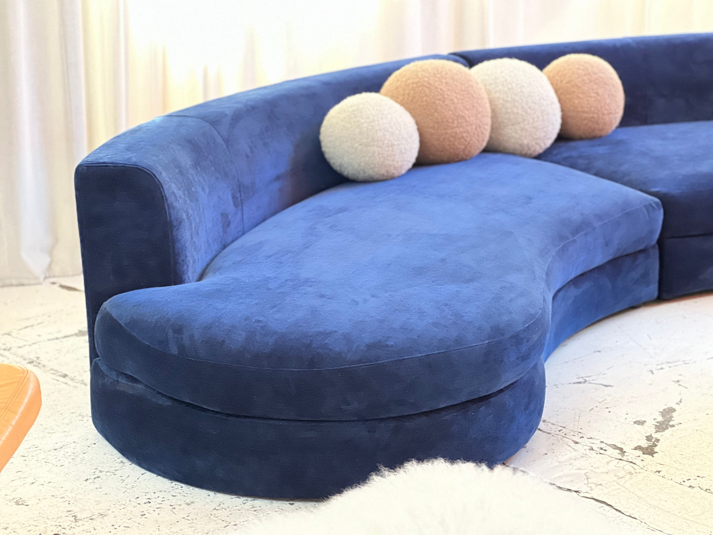 Bespoke Navy Velvet Curved Modular Sofa