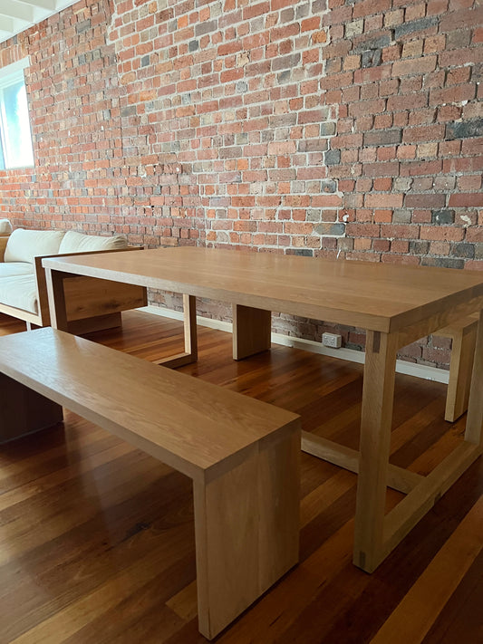 Mark Tuckey Oak 'Refactory" Dining Table & Two Bench Seats