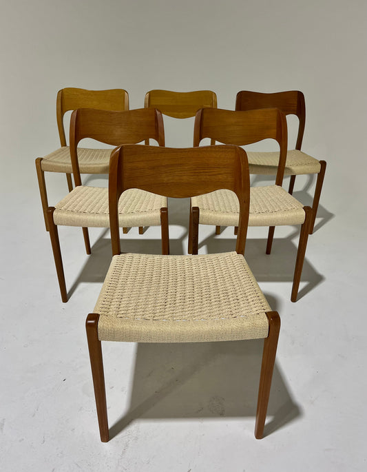 - Set of Six Danish Niels Moller #71 Dining Chairs