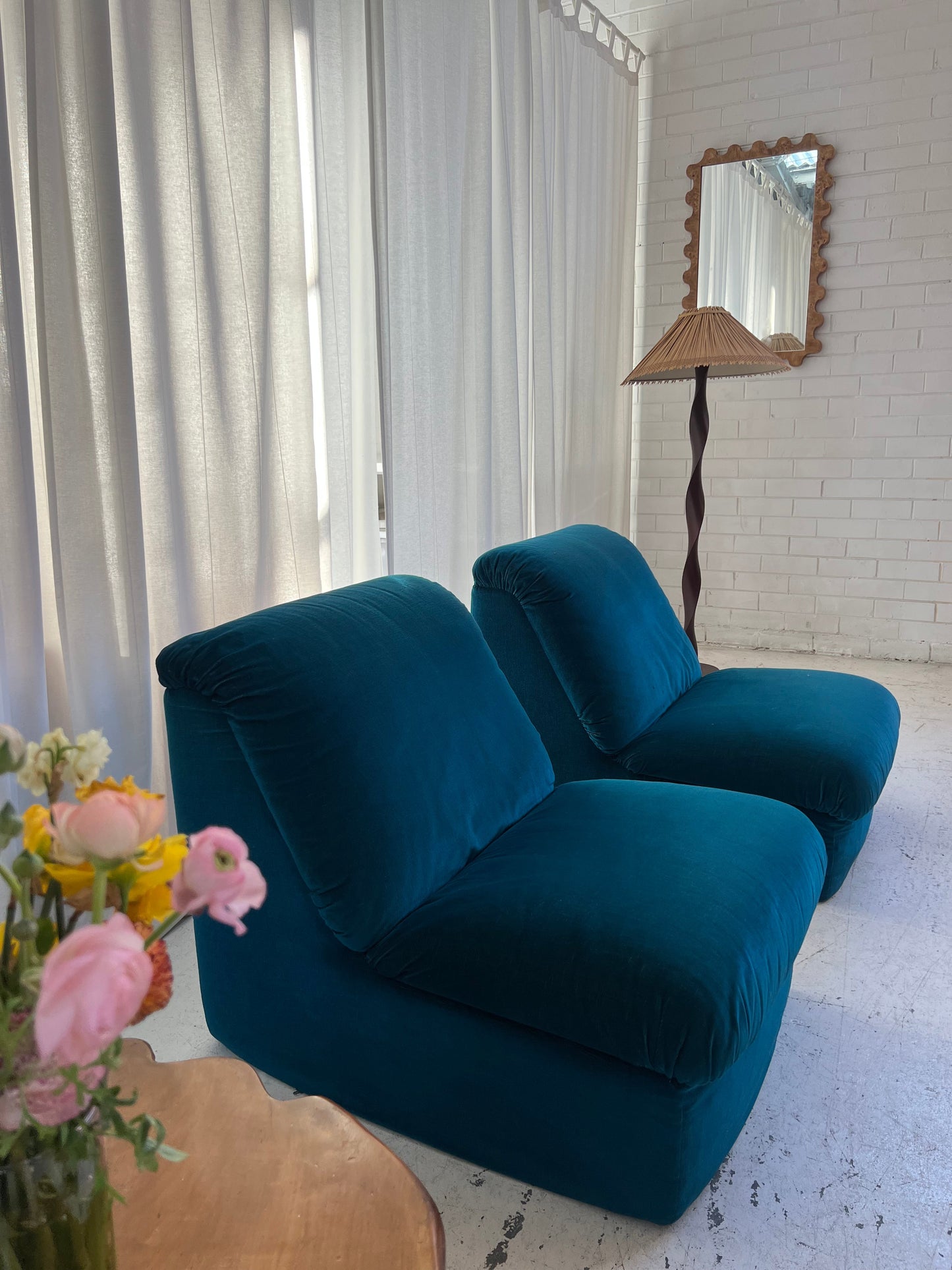 Vintage Velvet Modular Chair - Two Available