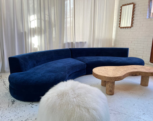 Bespoke Navy Velvet Curved Modular Sofa