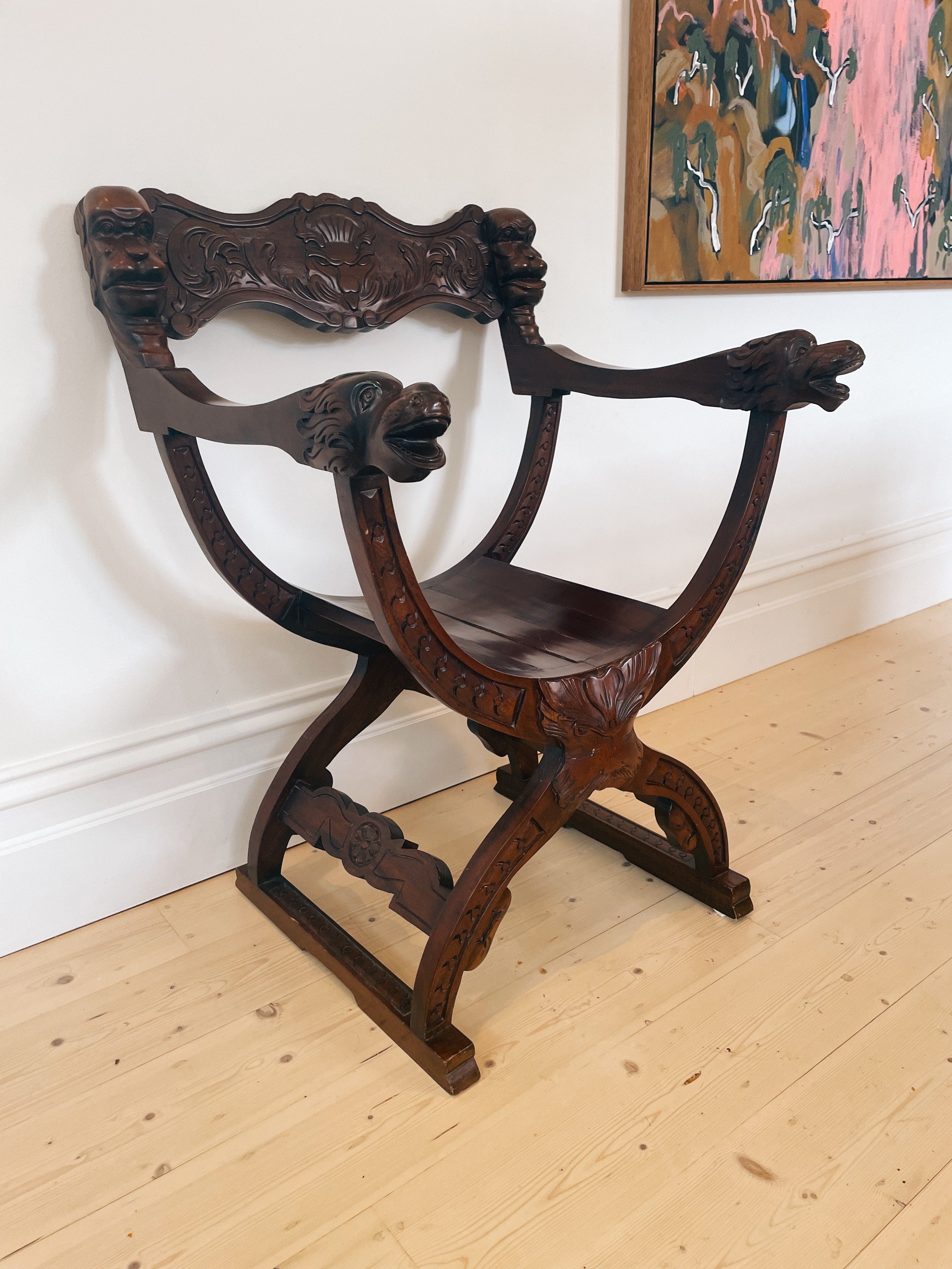 Curved Walnut Italian Savonarola Chair Curated Spaces