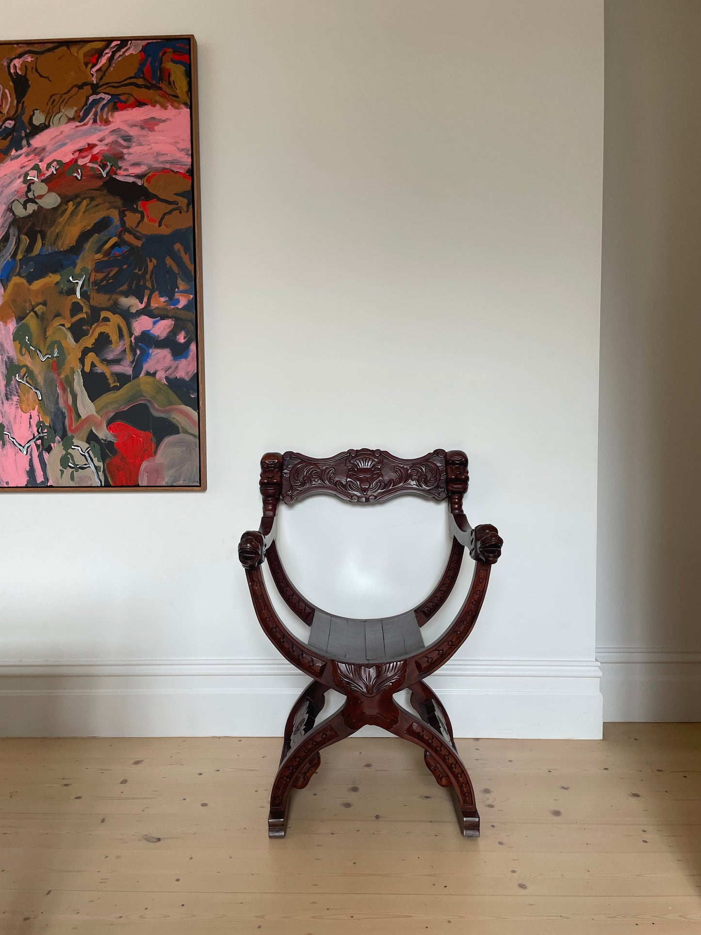 Curved Walnut Italian Savonarola Chair