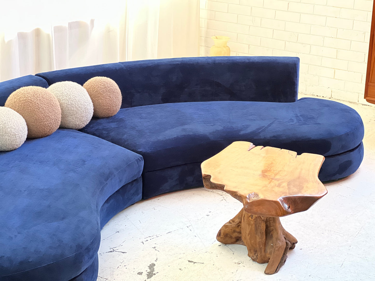 Bespoke Navy Velvet Curved Modular Sofa