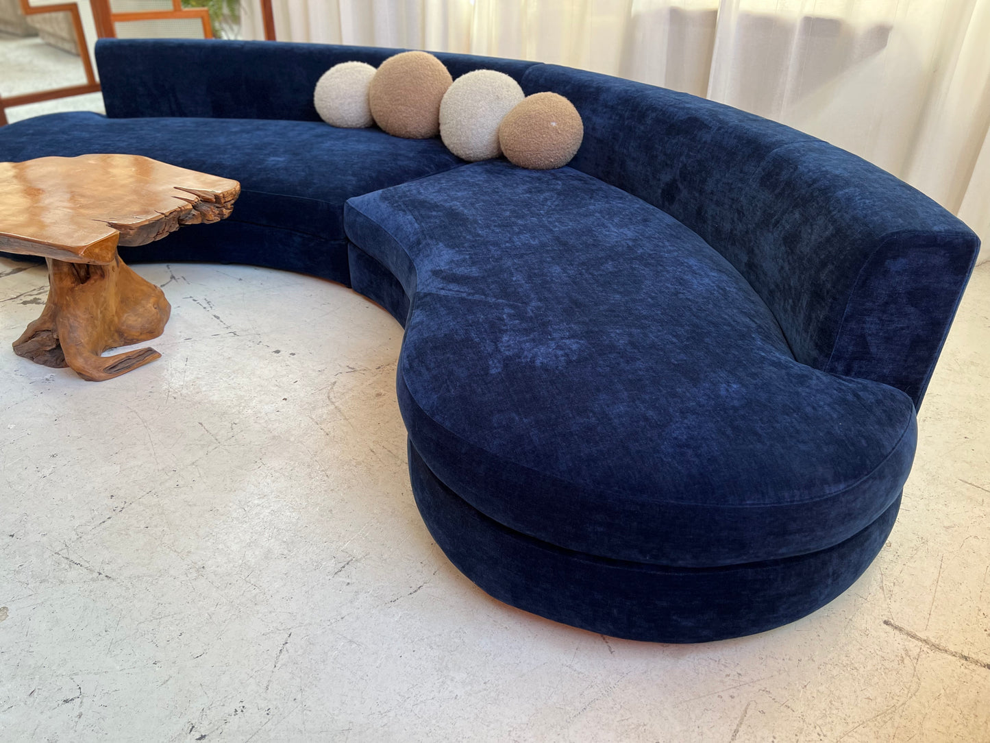 Bespoke Navy Velvet Curved Modular Sofa