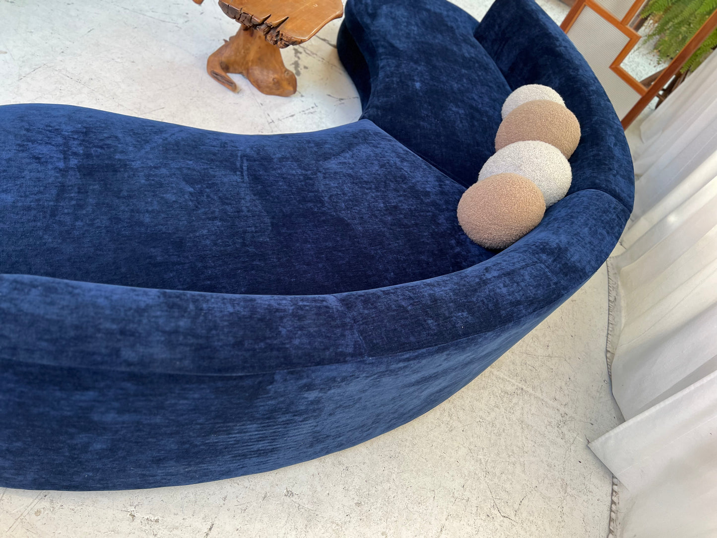 Bespoke Navy Velvet Curved Modular Sofa