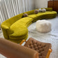 Bespoke Chartreuse Velvet Curved Modular Sofa