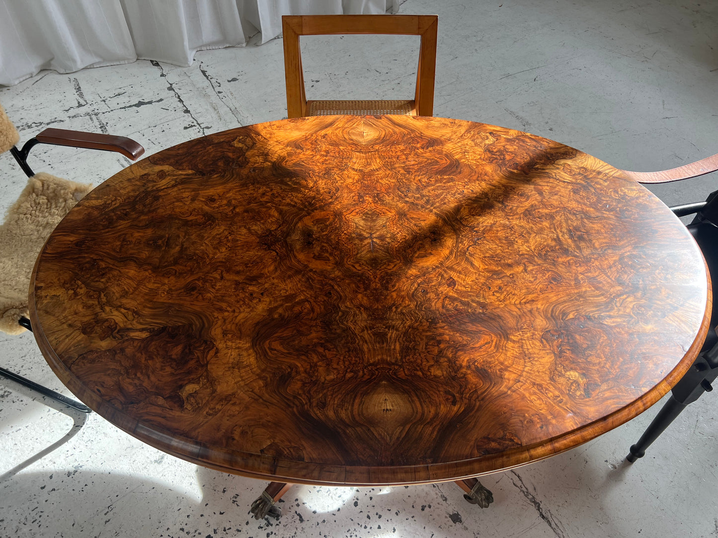 On Hold - Restored Walnut Burl Wood Antique Table