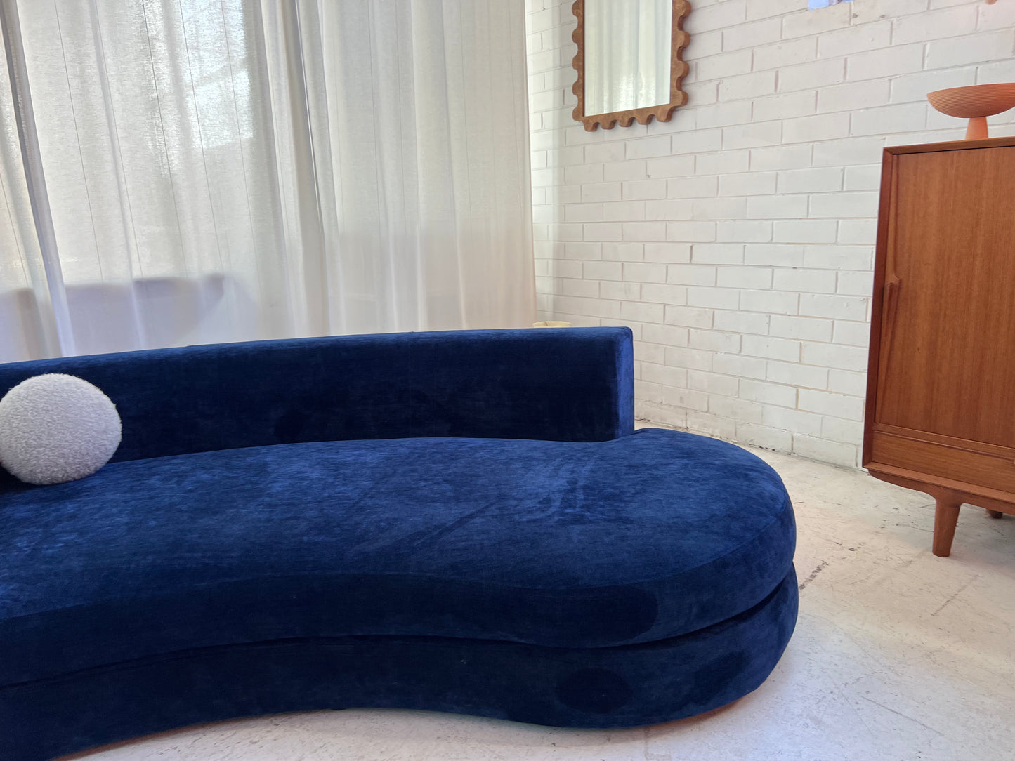 Bespoke Navy Velvet Curved Modular Sofa