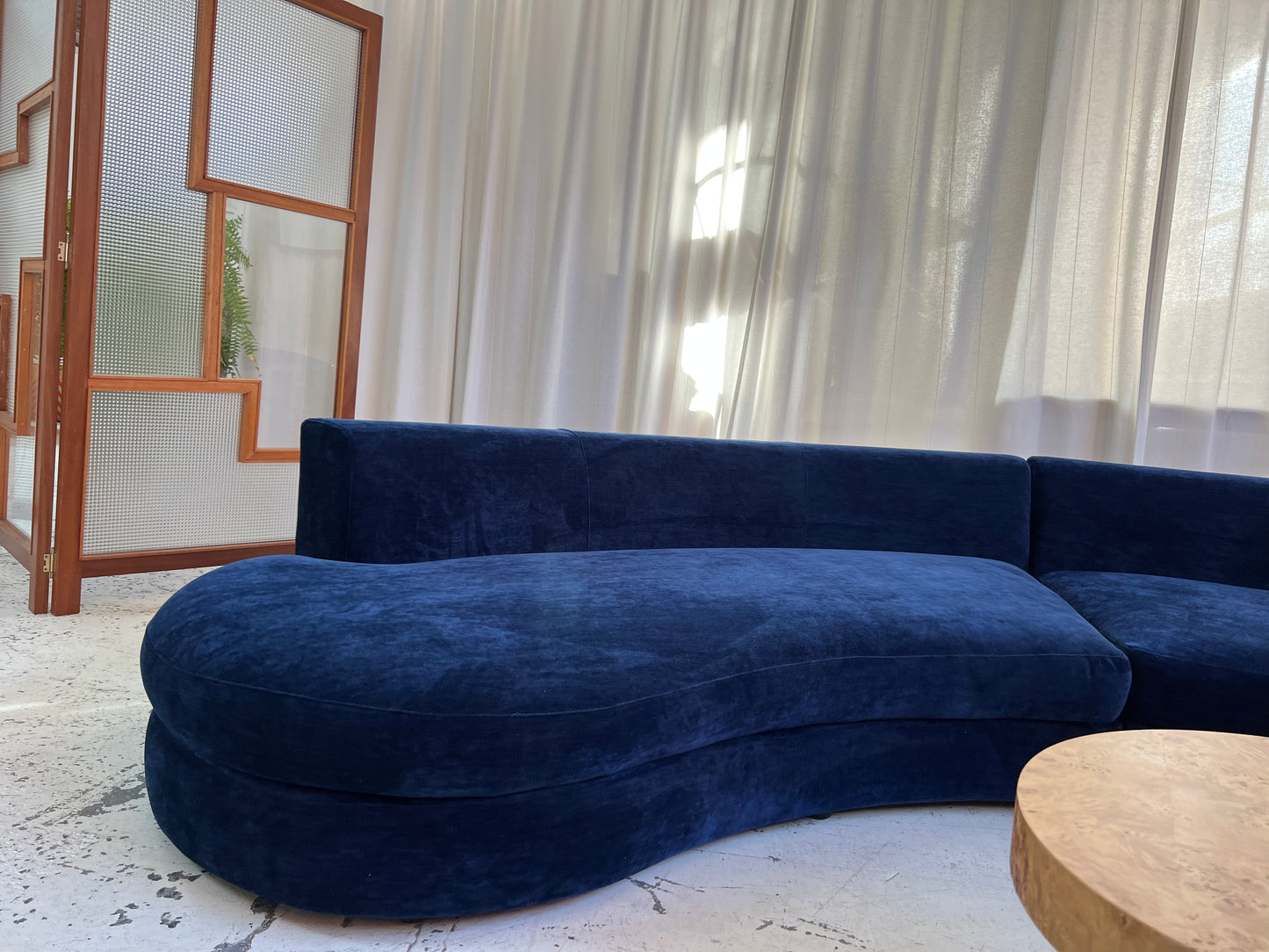 Bespoke Navy Velvet Curved Modular Sofa