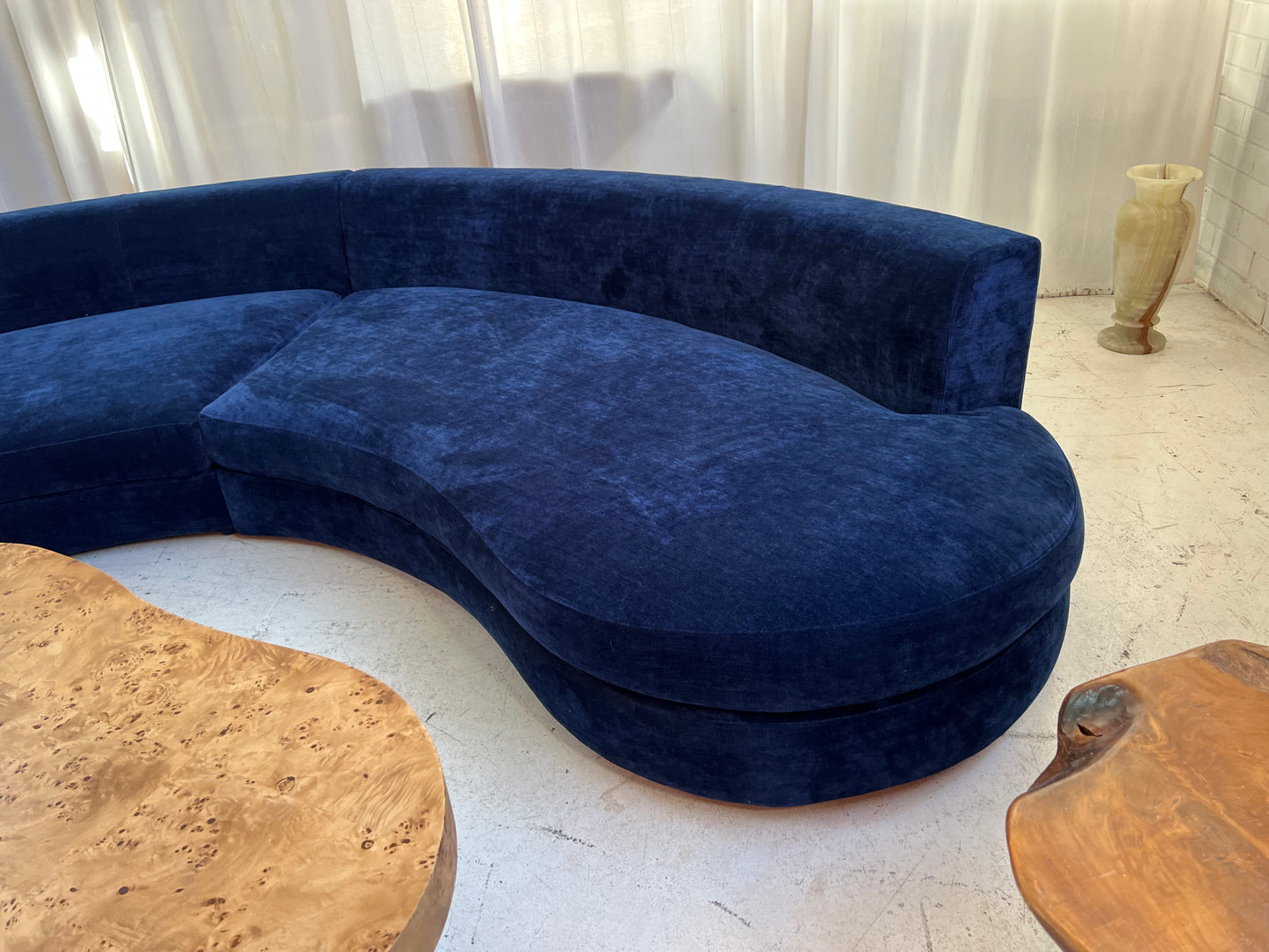 Bespoke Navy Velvet Curved Modular Sofa