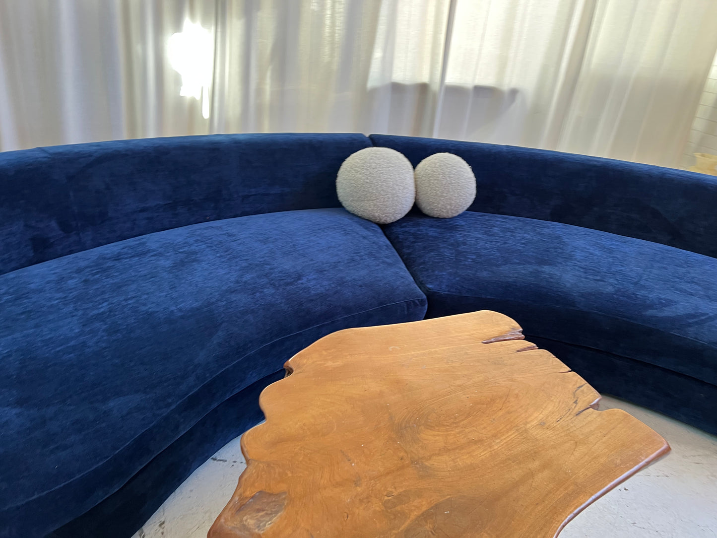 Bespoke Navy Velvet Curved Modular Sofa