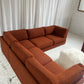 - Restored Bespoke Rust Boucle Modular Sofa and Armchair Set
