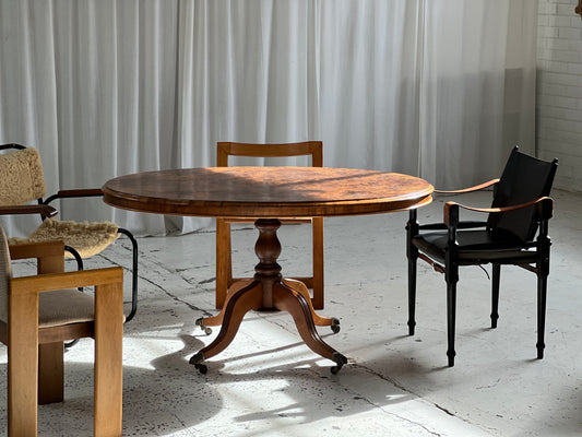 On Hold - Restored Walnut Burl Wood Antique Table