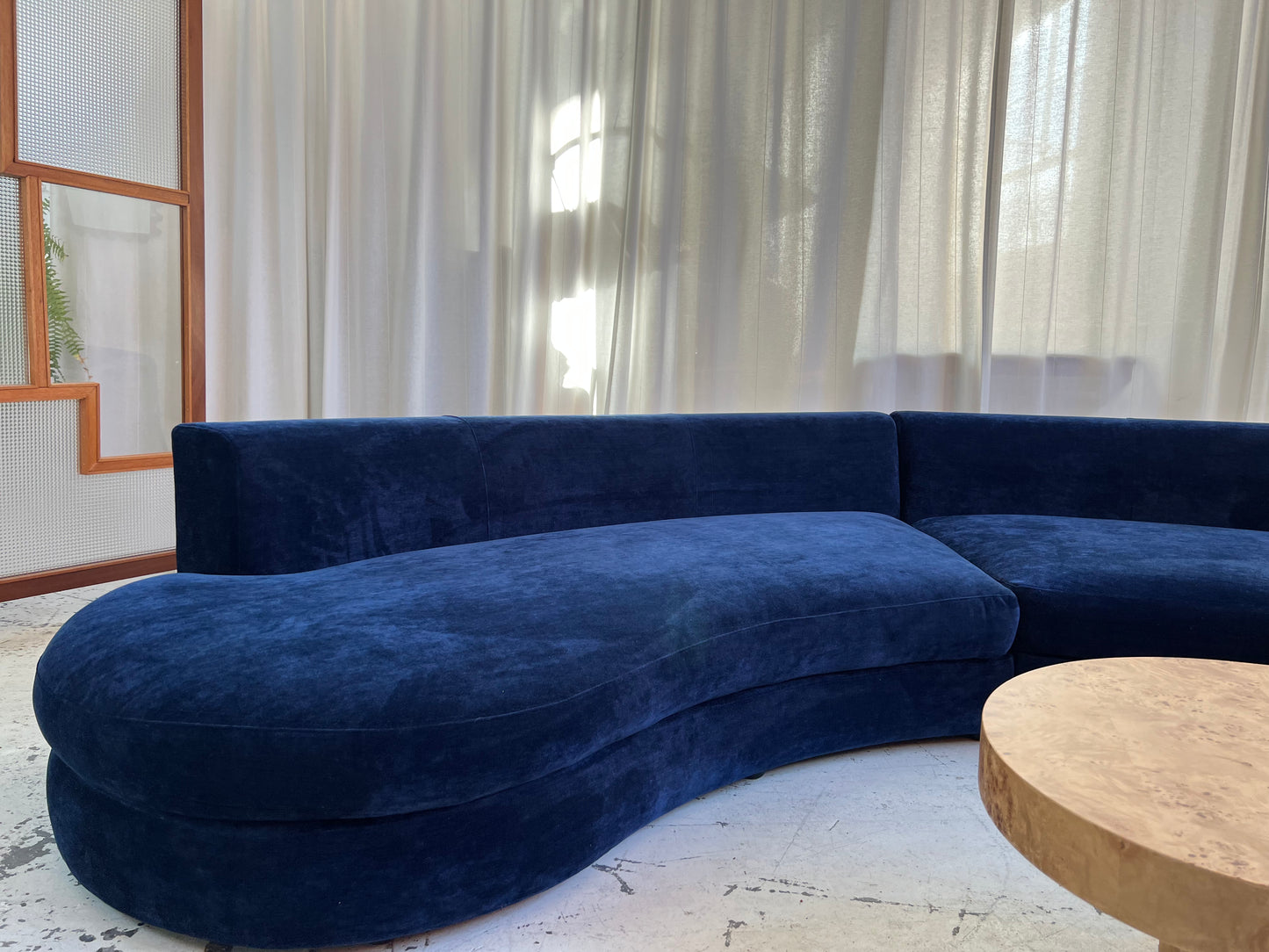 Bespoke Navy Velvet Curved Modular Sofa