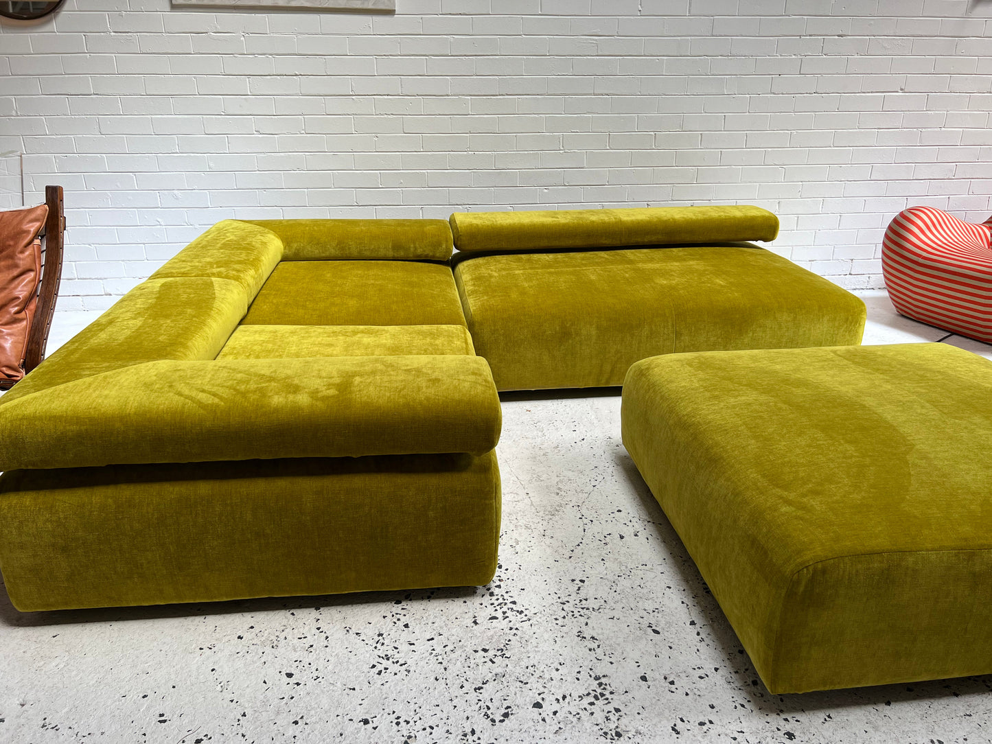 Bespoke Chartreuse Velvet Modular Sofa Set
