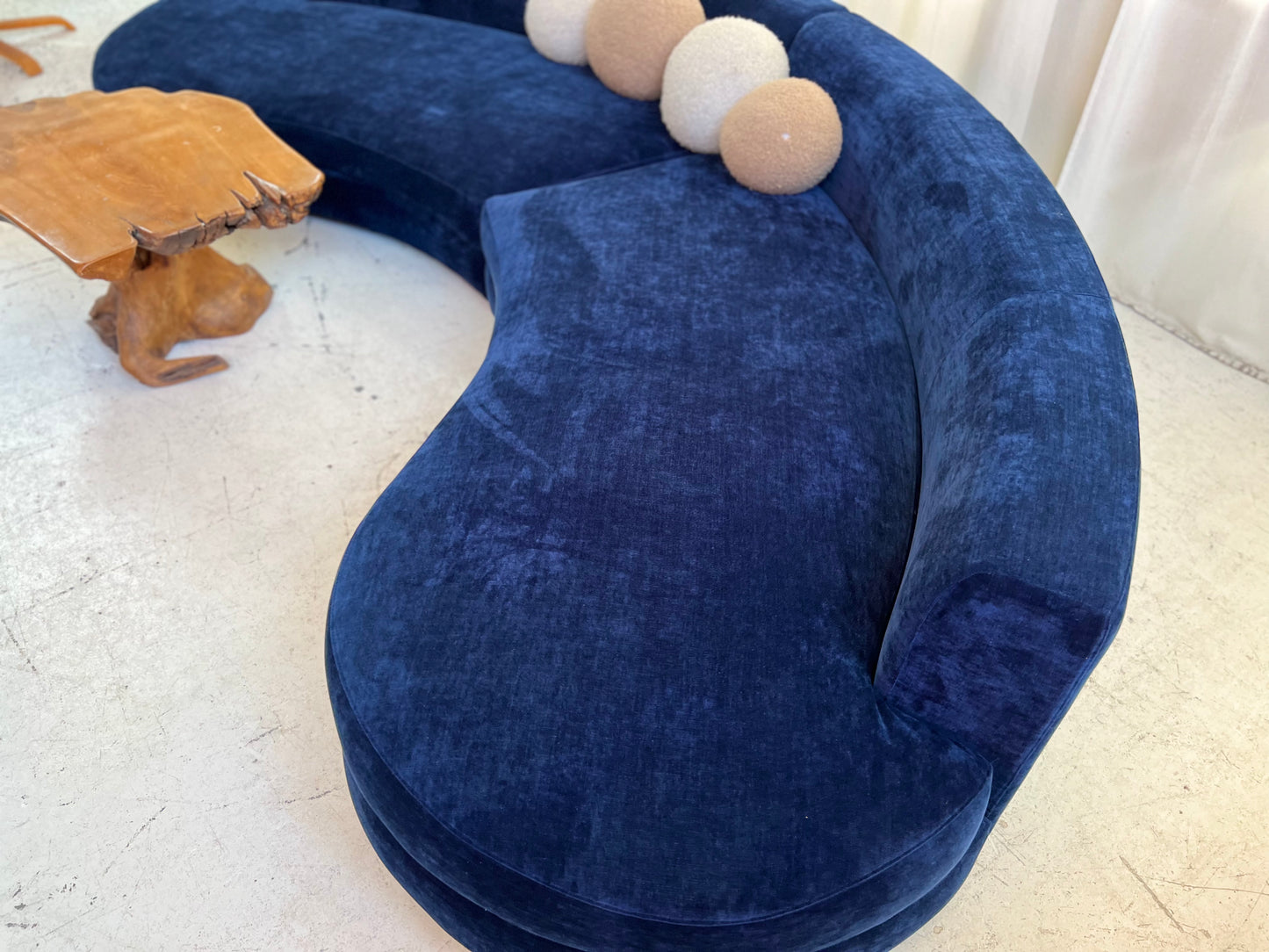 Bespoke Navy Velvet Curved Modular Sofa