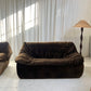 Restored Vintage Chocolate Velvet Sofa