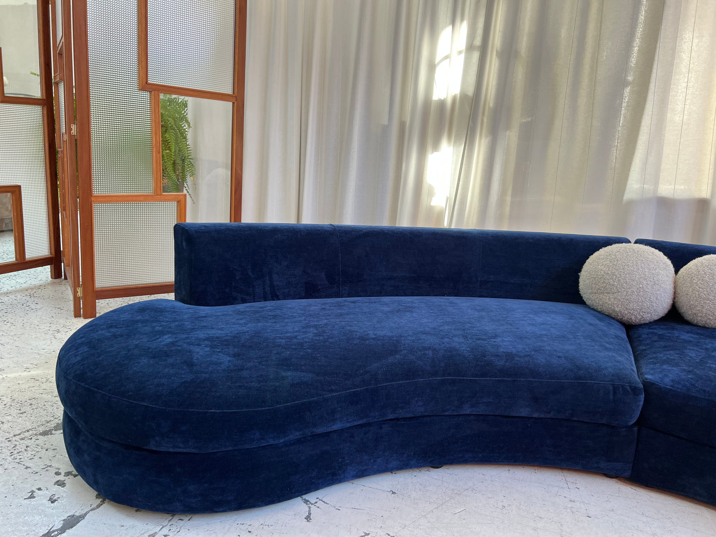 Bespoke Navy Velvet Curved Modular Sofa