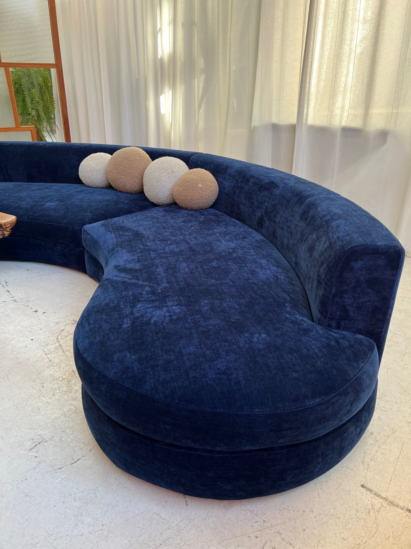 Bespoke Navy Velvet Curved Modular Sofa