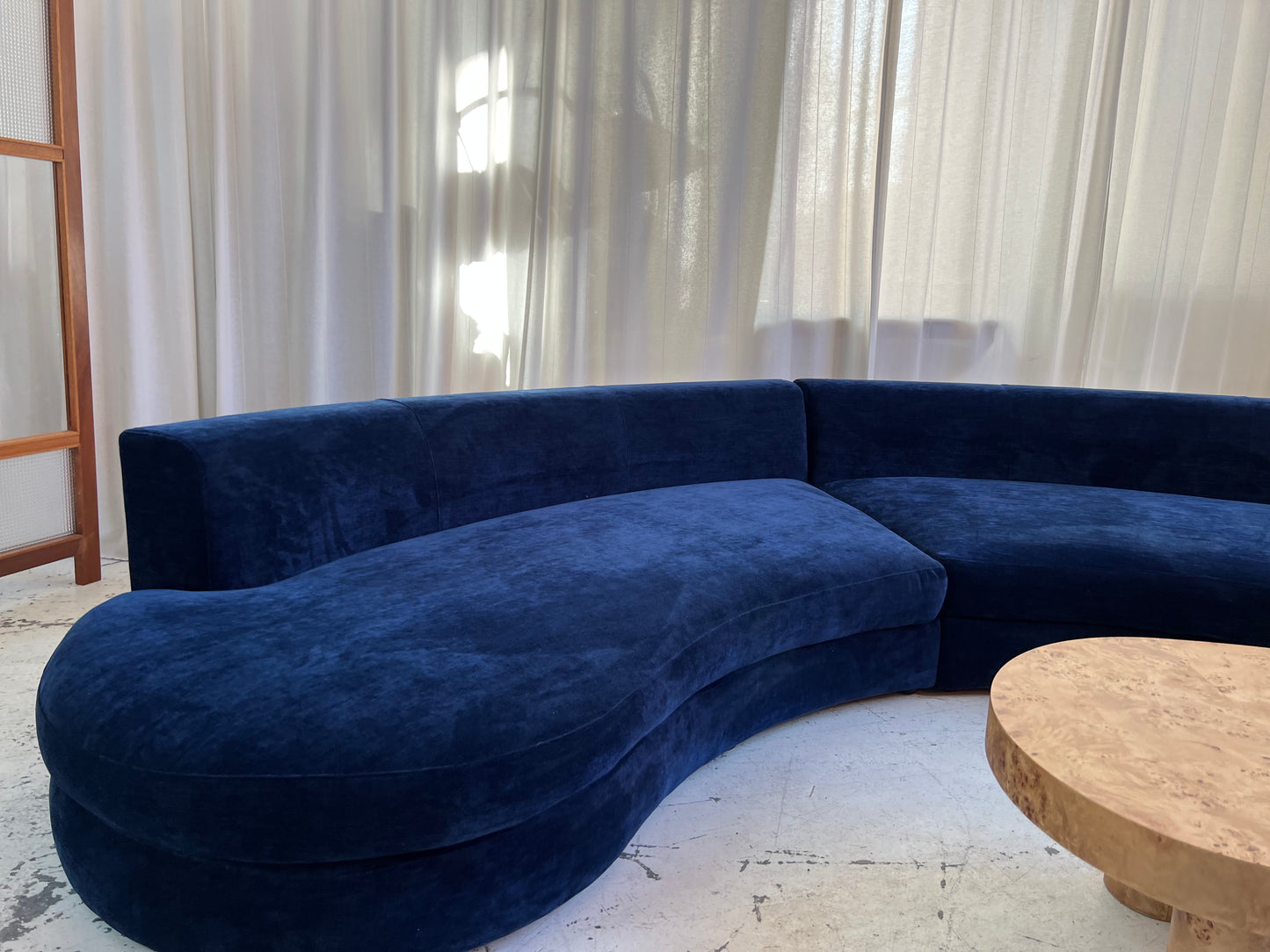 Bespoke Navy Velvet Curved Modular Sofa