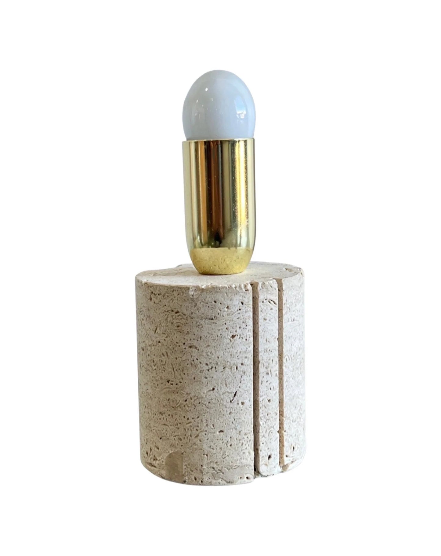 Fratelli Mannelli Travertine Brass Table Lamp, 1960s