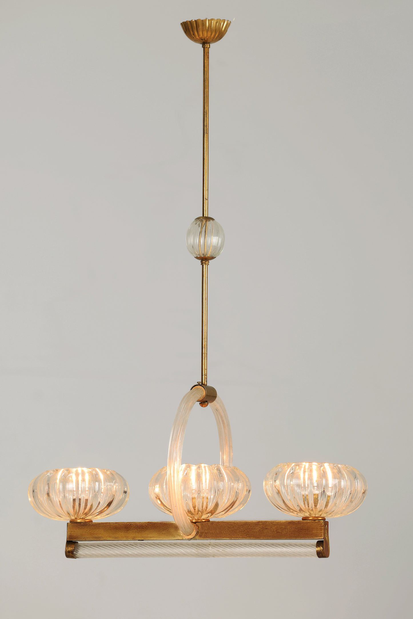 1940s Murano Barovier Triple Ceiling Light