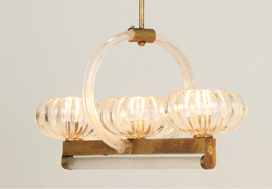 1940s Murano Barovier Triple Ceiling Light