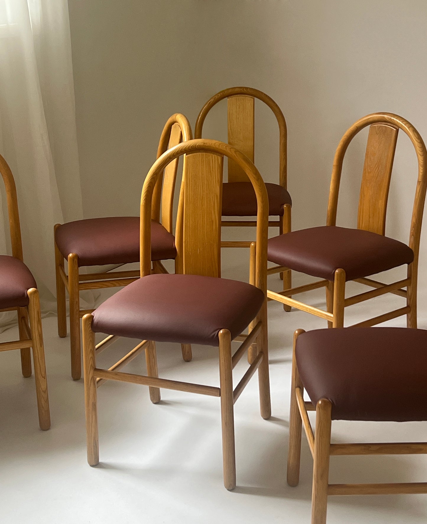 Newly Reupholstered Leather Dining Chair by Fratelli Montina - 1970s Italy (12 Available)