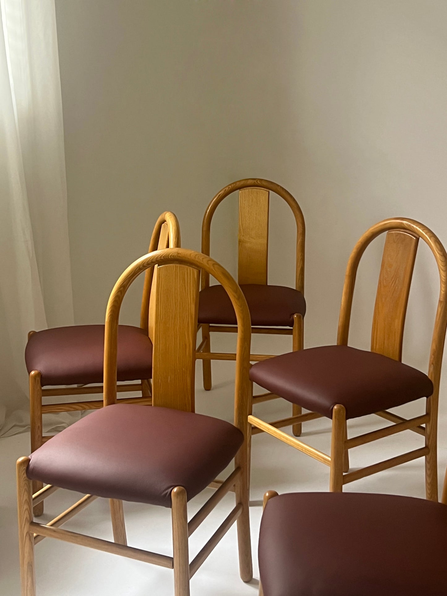 Newly Reupholstered Leather Dining Chair by Fratelli Montina - 1970s Italy (12 Available)