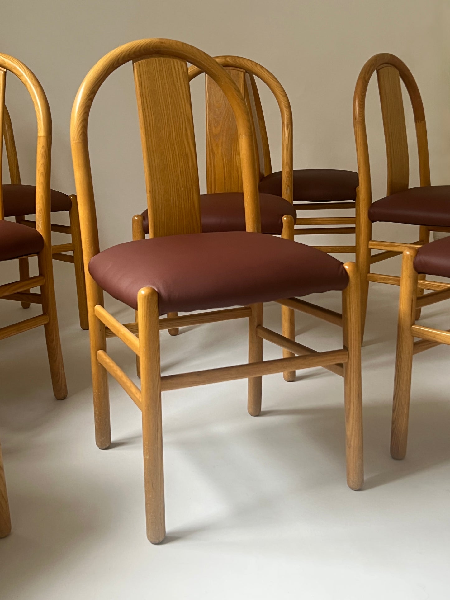 Newly Reupholstered Leather Dining Chair by Fratelli Montina - 1970s Italy (12 Available)