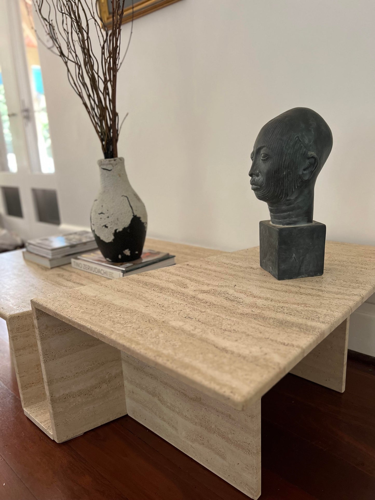 Split Level Travertine Coffee Table