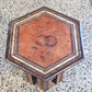 Vintage Damascene Style Hexagonal Side Table with Mother of Pearl Inlay