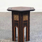 Vintage Damascene Style Hexagonal Side Table with Mother of Pearl Inlay