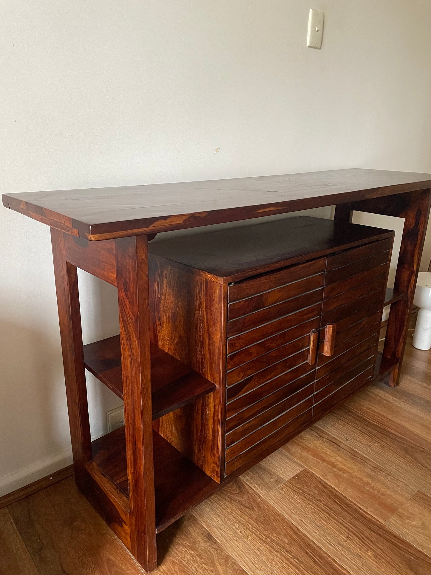 Solid Sheesham Rosewood Console Table | Sideboard Buffet Cabinet | Mid Century Style