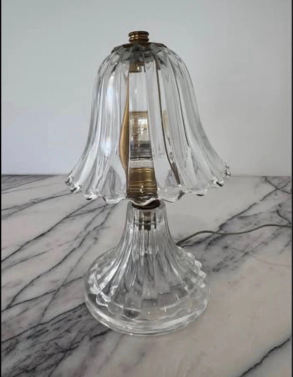 Vintage Murano Glass Table Lamp with Fluted Shade