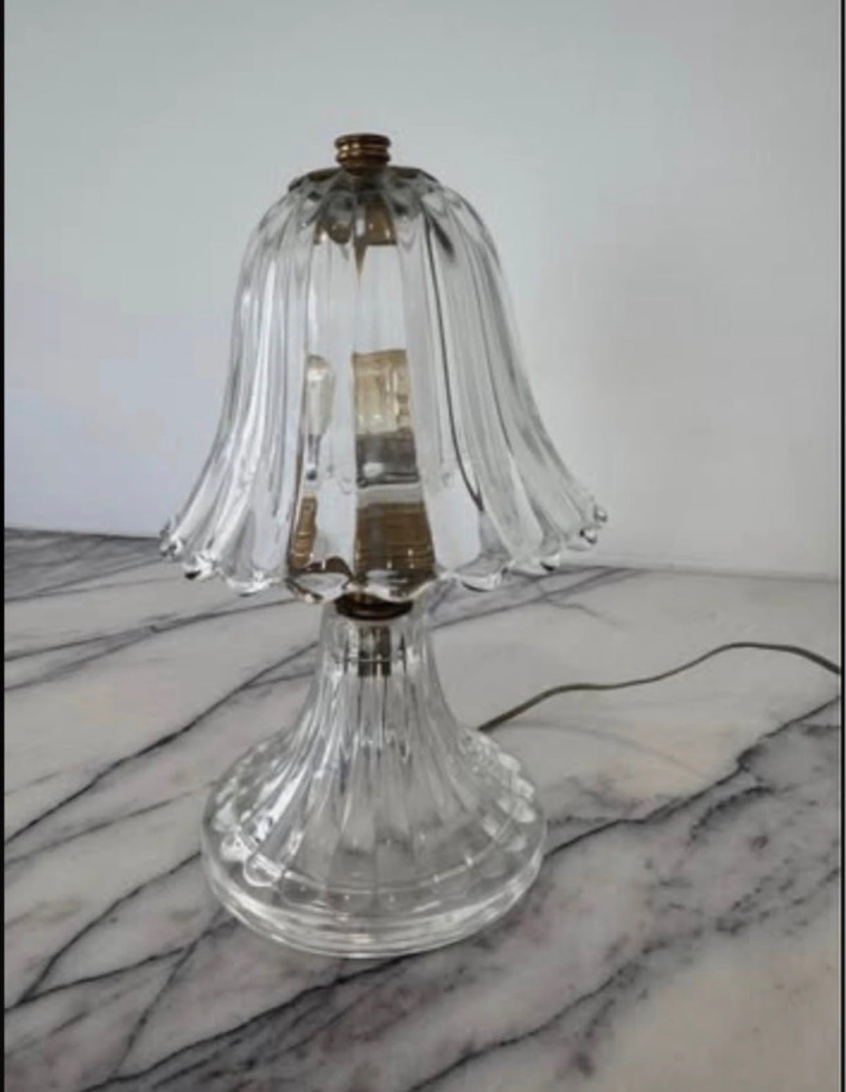 Vintage Murano Glass Table Lamp with Fluted Shade